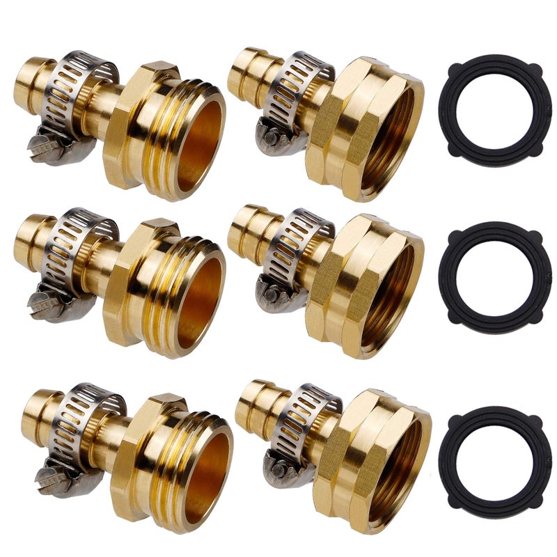 Twinkle Star Garden Hose Repair Connector with Clamps, Male and Female Garden Hose Fittings, 3 Set - Image 1